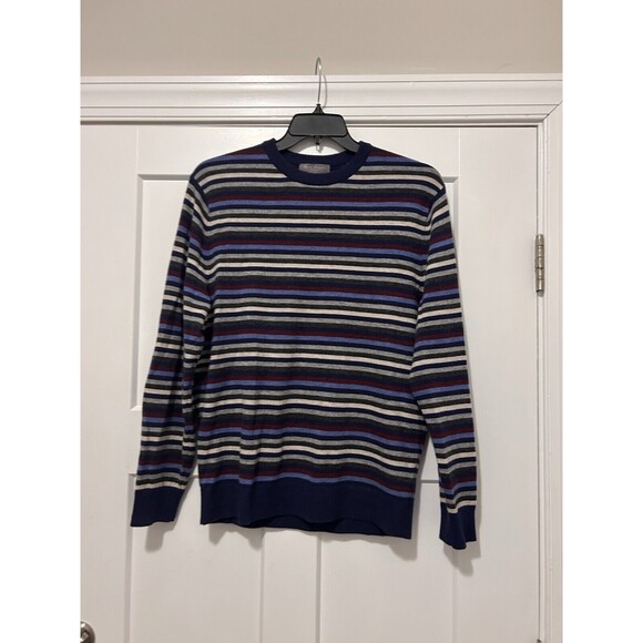 Daniel Cremieux long sleeve Blue striped Crewneck Wool sweater Men’s Size Large - Picture 1 of 5